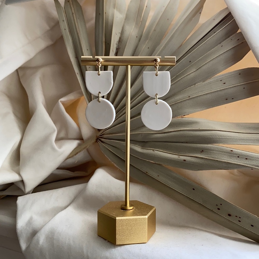 White Polymer Clay Earrings
